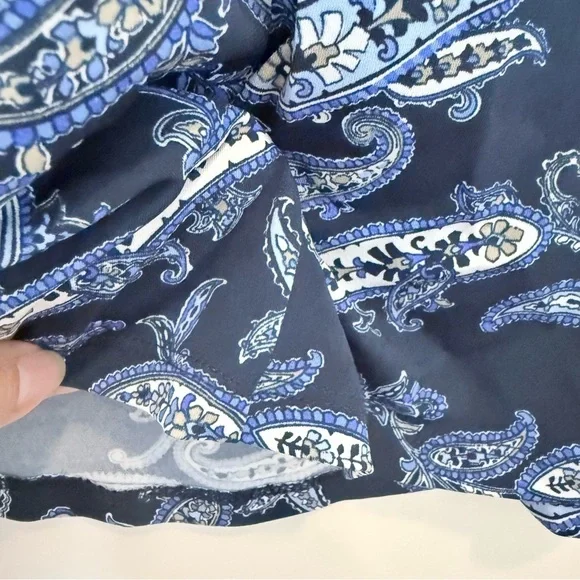 Charter Club Navy Blue Paisley Print 3/4 Sleeve V-Neck Blouse size Petite S - Picture 5 of 6